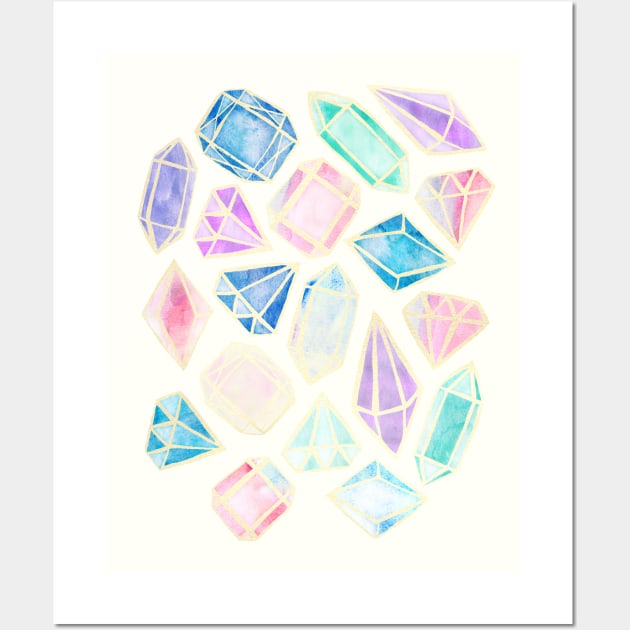 Watercolor Gems Wall Art by tangerinetane